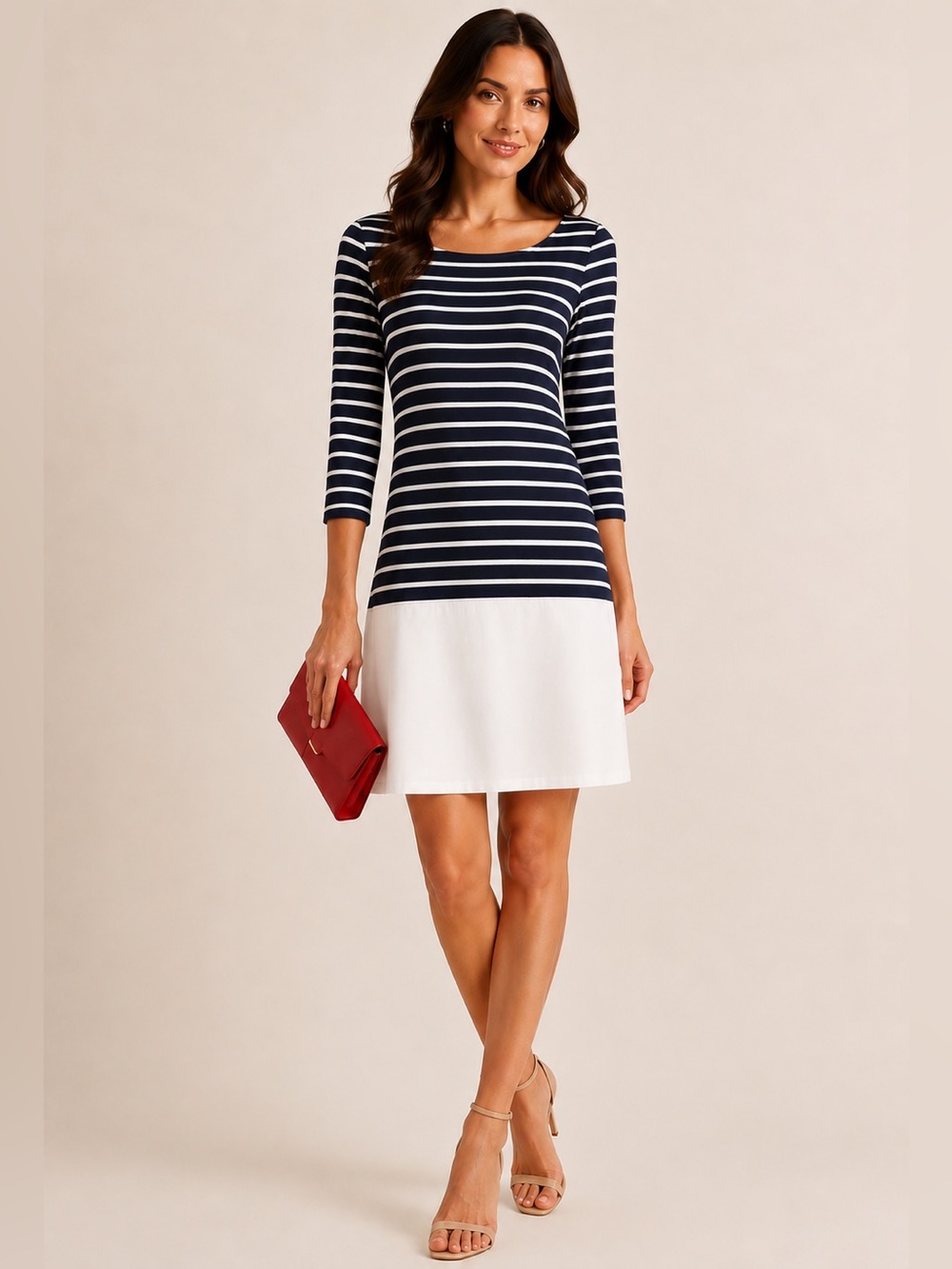 Anthropologie BAILEY 44 Nautique Shift Dress Stripes Vegan Leather Skirt